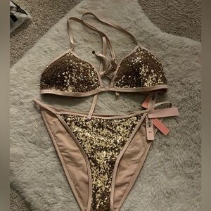 Victoria’s Secret Gold Sequin Swimsuit Bikini
